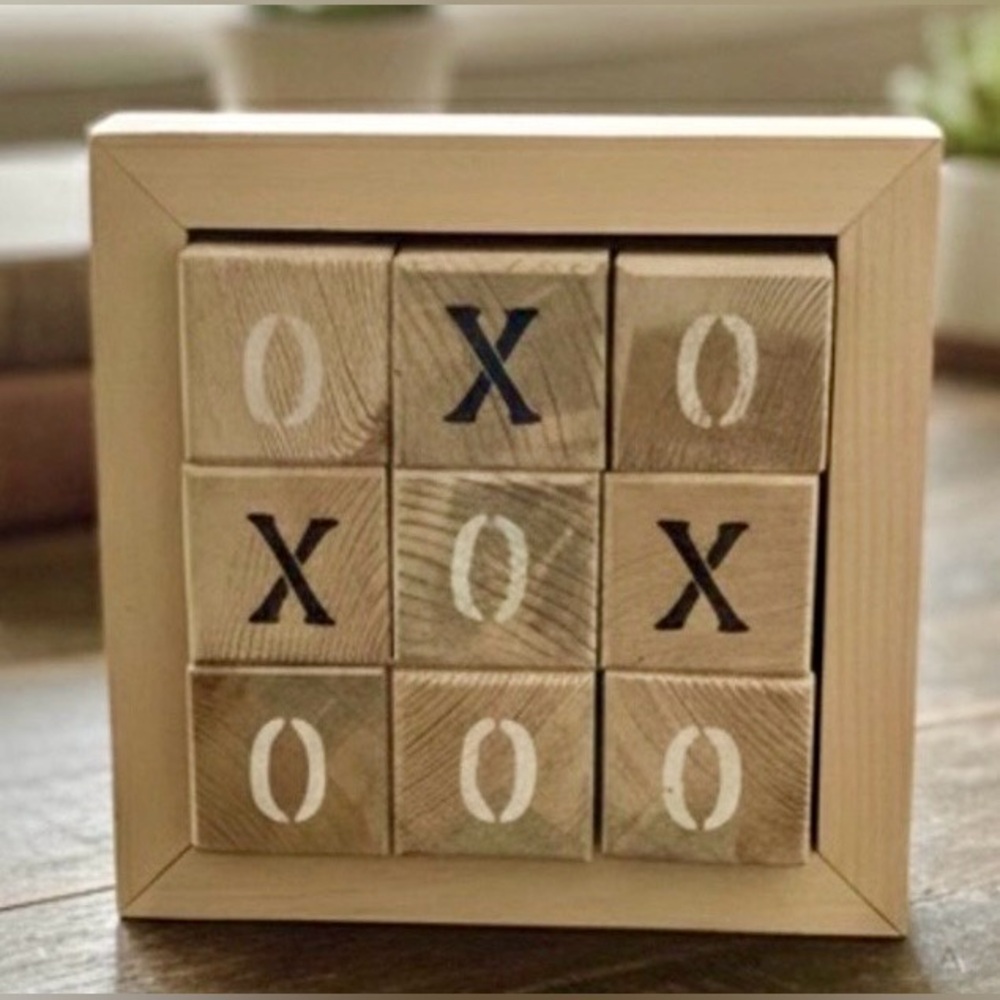 Handmade Rustic Wooden Tic-Tac-Toe Decor